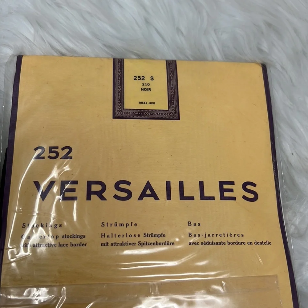 Fogal Versailles 252 Garter Stockings Black Noir Size S Lace Swiss NIP